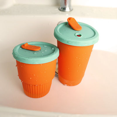 Hot Proof Portable Silicone Kids Cup For Tea Milk Juice 300ml 350ml