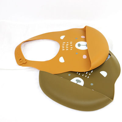 Newborn Toddler Waterproof Printed Silicone Bib With Food Catcher Non Toxic
