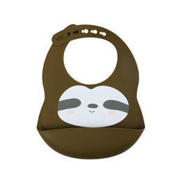 Newborn Toddler Waterproof Printed Silicone Bib With Food Catcher Non Toxic
