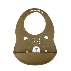 Newborn Toddler Waterproof Printed Silicone Bib With Food Catcher Non Toxic