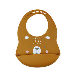 Newborn Toddler Waterproof Printed Silicone Bib With Food Catcher Non Toxic