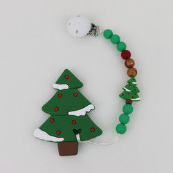 DIY Silicone Christmas Tree Teether , Safe Soft Rubber Beads For Teething