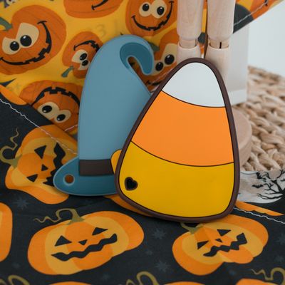 Colorful Halloween Silicone Teether With Witches Hat Candy Corn Shape