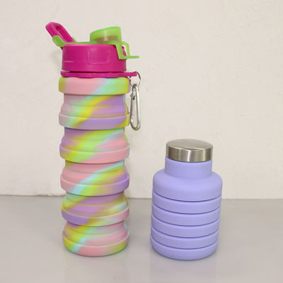 BPA Free Collapsible Silicone Water Bottle For Outdoor Sport 500ml Capacity