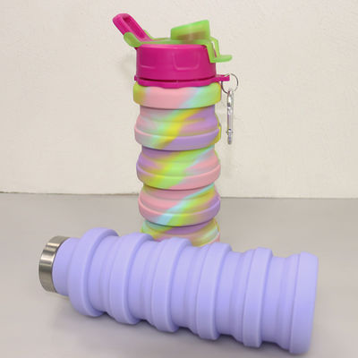 BPA Free Collapsible Silicone Water Bottle For Outdoor Sport 500ml Capacity