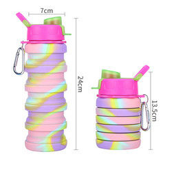 BPA Free Collapsible Silicone Water Bottle For Outdoor Sport 500ml Capacity