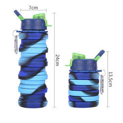 BPA Free Collapsible Silicone Water Bottle For Outdoor Sport 500ml Capacity