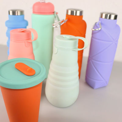 Outdoor Silicone Drink Bottle , Collapsible Water Bottle For Camping