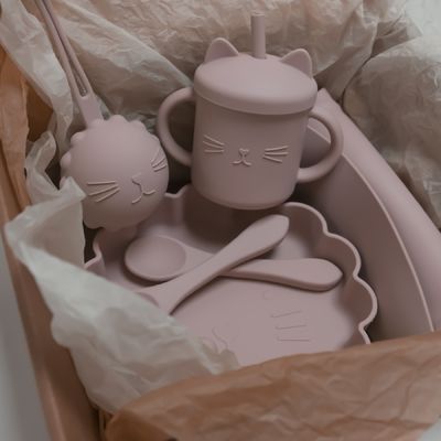 Wholesale Baby Geschirr Led Weaning Silicone Bib Spoon Bowl Spoon Bowl Plate Silicone Baby Feeding Tableware Set Product
