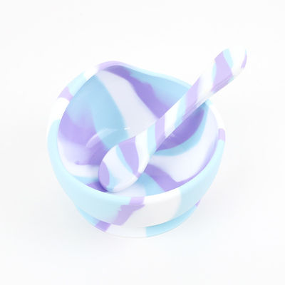 Beautiful Gradient Colors Silicone Dinner Set Anti Slip Unbreakable silicone suction plate bowl food set