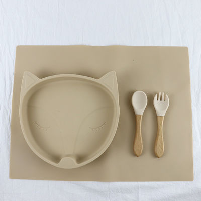Food Grade Silicone Tableware Set , Silicone Suction Divided Plate Waterproof
