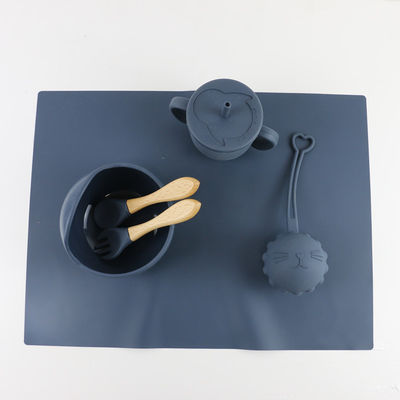 Food Grade Silicone Tableware Set , Silicone Suction Divided Plate Waterproof