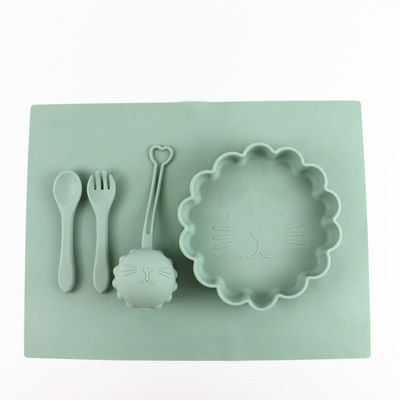 Food Grade Silicone Tableware Set , Silicone Suction Divided Plate Waterproof