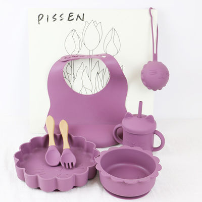 1Set 8 Pcs Silicone Baby Feeding Set Sustainable Pantone Color
