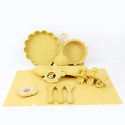1Set 8 Pcs Silicone Baby Feeding Set Sustainable Pantone Color