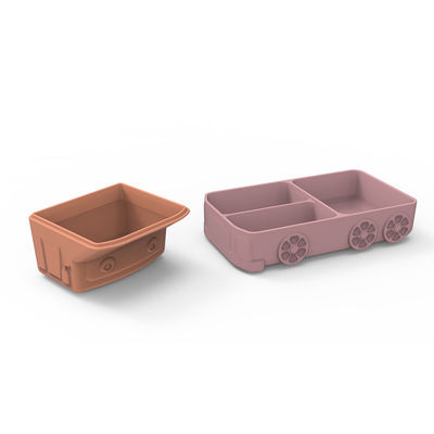Cartoon Cute Silicone Suction Plate Car Shape For Baby Eating Food