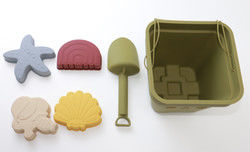 Customized Baby Silicone Toys , Silicone Sand Bucket Set With 6 Piece
