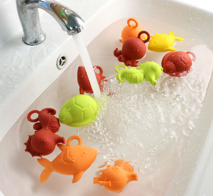 Shiny Colors Rubber Baby Silicone Toys BPA Free For Baby Water Floating