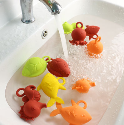 Shiny Colors Rubber Baby Silicone Toys BPA Free For Baby Water Floating