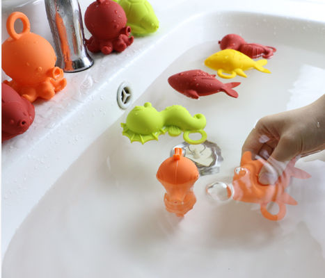 Shiny Colors Rubber Baby Silicone Toys BPA Free For Baby Water Floating