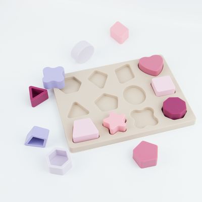 Geometric Shape Silicone Puzzle BPA Free Eco Friendly For Kids Education