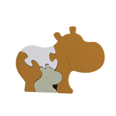 Food Grade Silicone Infant Jigsaw Puzzles BPA Free Eco Friendly Hippo Shape