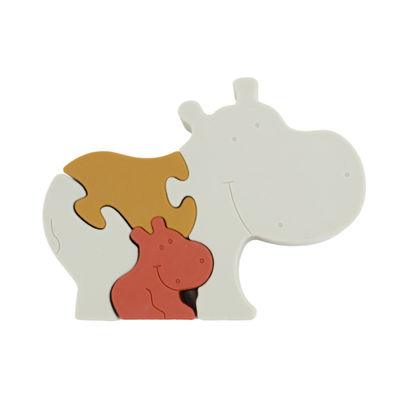 Food Grade Silicone Infant Jigsaw Puzzles BPA Free Eco Friendly Hippo Shape