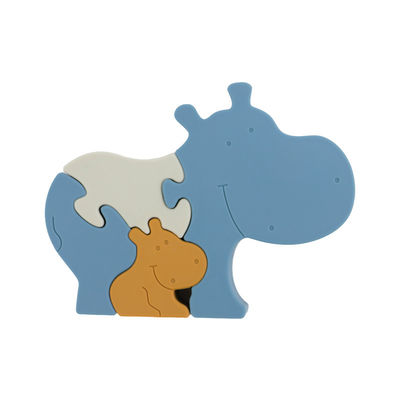 Food Grade Silicone Infant Jigsaw Puzzles BPA Free Eco Friendly Hippo Shape