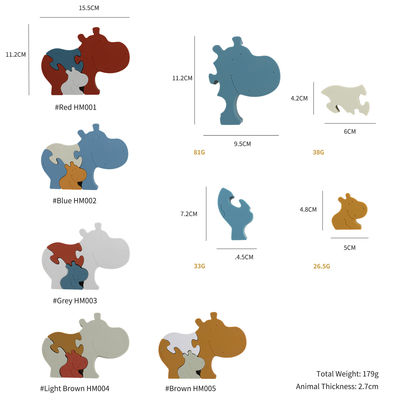 Food Grade Silicone Infant Jigsaw Puzzles BPA Free Eco Friendly Hippo Shape
