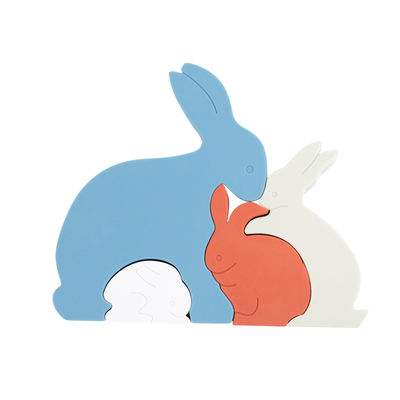 Bunny Rabbit Silicone Toddler Jigsaw Puzzle Eco Friendly For Baby
