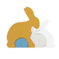 Bunny Rabbit Silicone Toddler Jigsaw Puzzle Eco Friendly For Baby