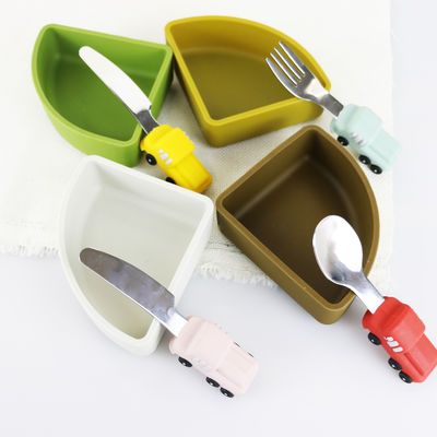 Toddler Stainless Steel Baby Spoon With Car Shape Silicone Handle