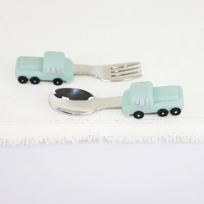 Toddler Stainless Steel Baby Spoon With Car Shape Silicone Handle