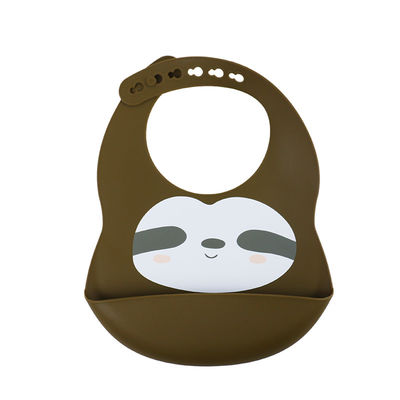 Pantone Color Baby Silicone Bib Custom With Cute Animal Sloth Printing