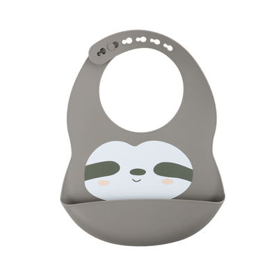 Pantone Color Baby Silicone Bib Custom With Cute Animal Sloth Printing