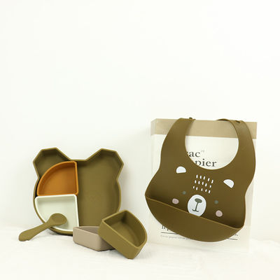 BPA Free Soft Silicone Baby Bib Water Resistant With Printing Animal Pattern