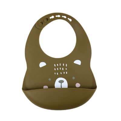 BPA Free Soft Silicone Baby Bib Water Resistant With Printing Animal Pattern