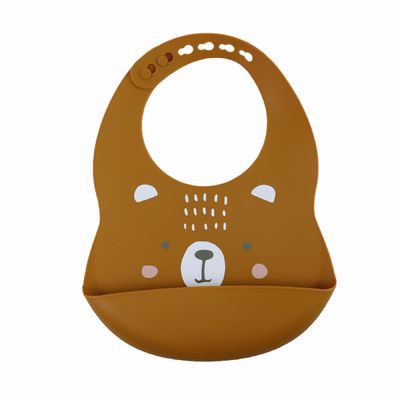 BPA Free Soft Silicone Baby Bib Water Resistant With Printing Animal Pattern