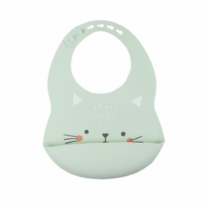 BPA Free Soft Silicone Baby Bib Water Resistant With Printing Animal Pattern