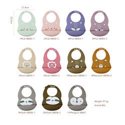 BPA Free Soft Silicone Baby Bib Water Resistant With Printing Animal Pattern