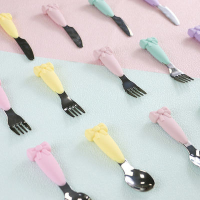Baby Geschirr Weaning Silicone Tableware Set Bib Plate Stainless Steel Spoon Knife Fork