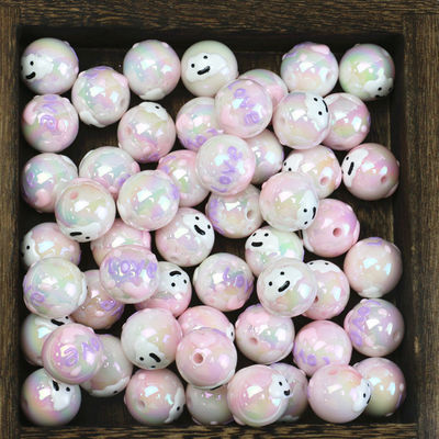 Chunky Gumball Pink Color Bulk Bubblegum Beads Acrylic Loose Beads For Jewelry