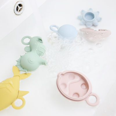 NEW arrival children kids floating bath Silicone toys bpa free food grade teething silicone water toys