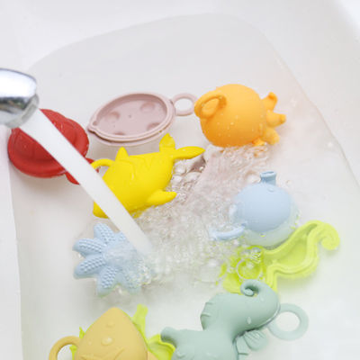 NEW arrival children kids floating bath Silicone toys bpa free food grade teething silicone water toys