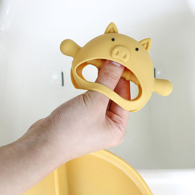 Custom Various Shapes pig shape handle grip Silicone Teether for Baby with Various Designs