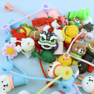 Custom Silicone Straw Cover -40℃ to 230℃ Temperature Range Customized Size straw topper charms