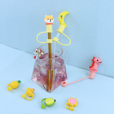 Non-toxic Different Material Size Straw / Sippy Topper charms silicone straw cover