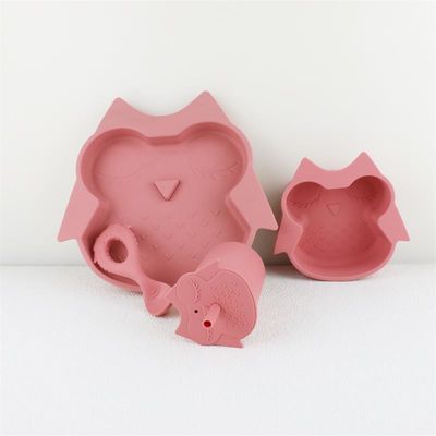 Full Silicone Straw Cover In 3D Design Lightweight Silicone Baby tableware set