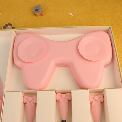 Multi Colored Silicone Microwave Safe Toddler Plates With Bow Knot Girl Feeding Set