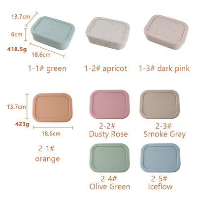 Stackable Silicone Bowl With Lid Cover Lunch Box Bento Set Microwave Safe